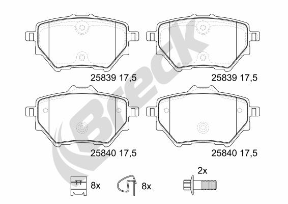 Brake Pad Set, disc brake - 25839 00 704 00 BRECK